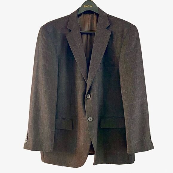 Geoffrey Beene Brown Lightweight Wool Sport Coat Blazer 42S - Picture 1 of 6